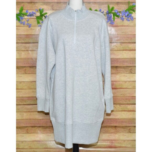 NWT Xersion 1/4 Zip Mock Neck Shift Sweatshirt Dress Size XXL Pockets Athleisure - Picture 1 of 11